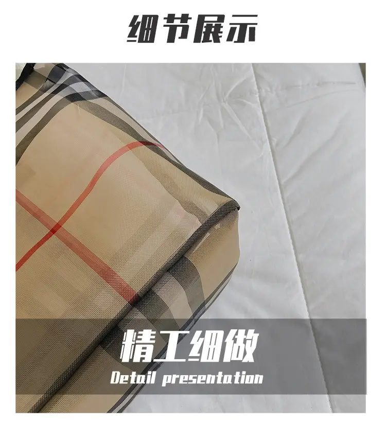 2023 Transparent Plaid Mesh Handbag Travel Shopping — feature 4