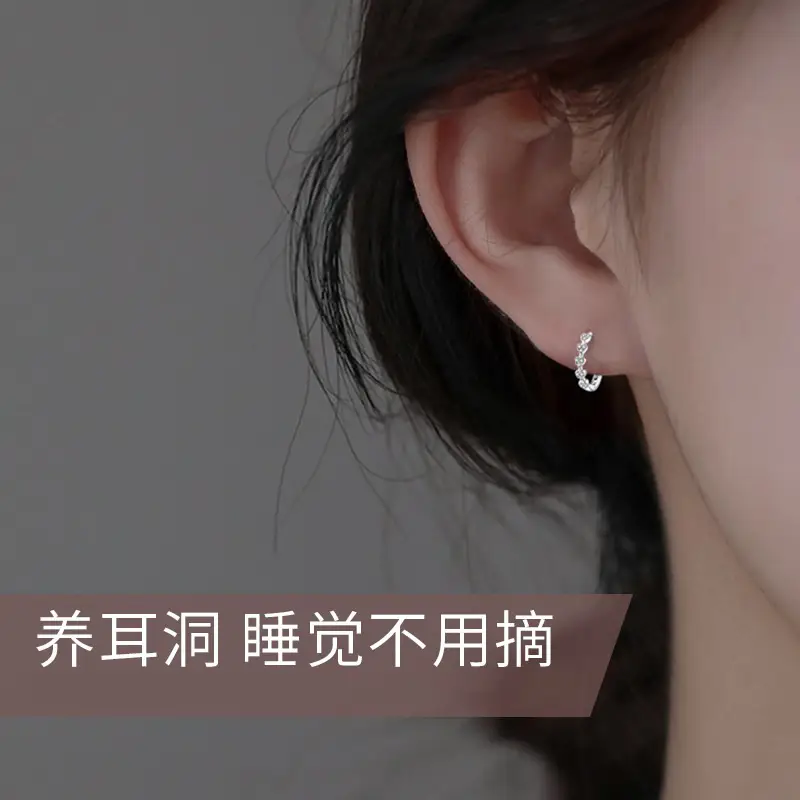 Women's Zircon Heart Earrings with Cold Wind Design - Image 3