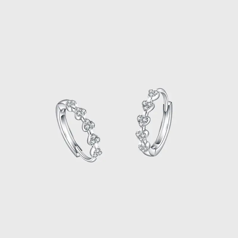 Women's Zircon Heart Earrings with Cold Wind Design - Image 5
