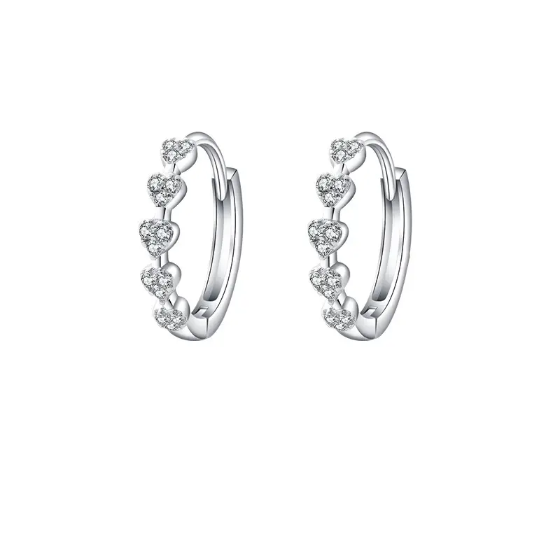 Women's Zircon Heart Earrings with Cold Wind Design — feature 19