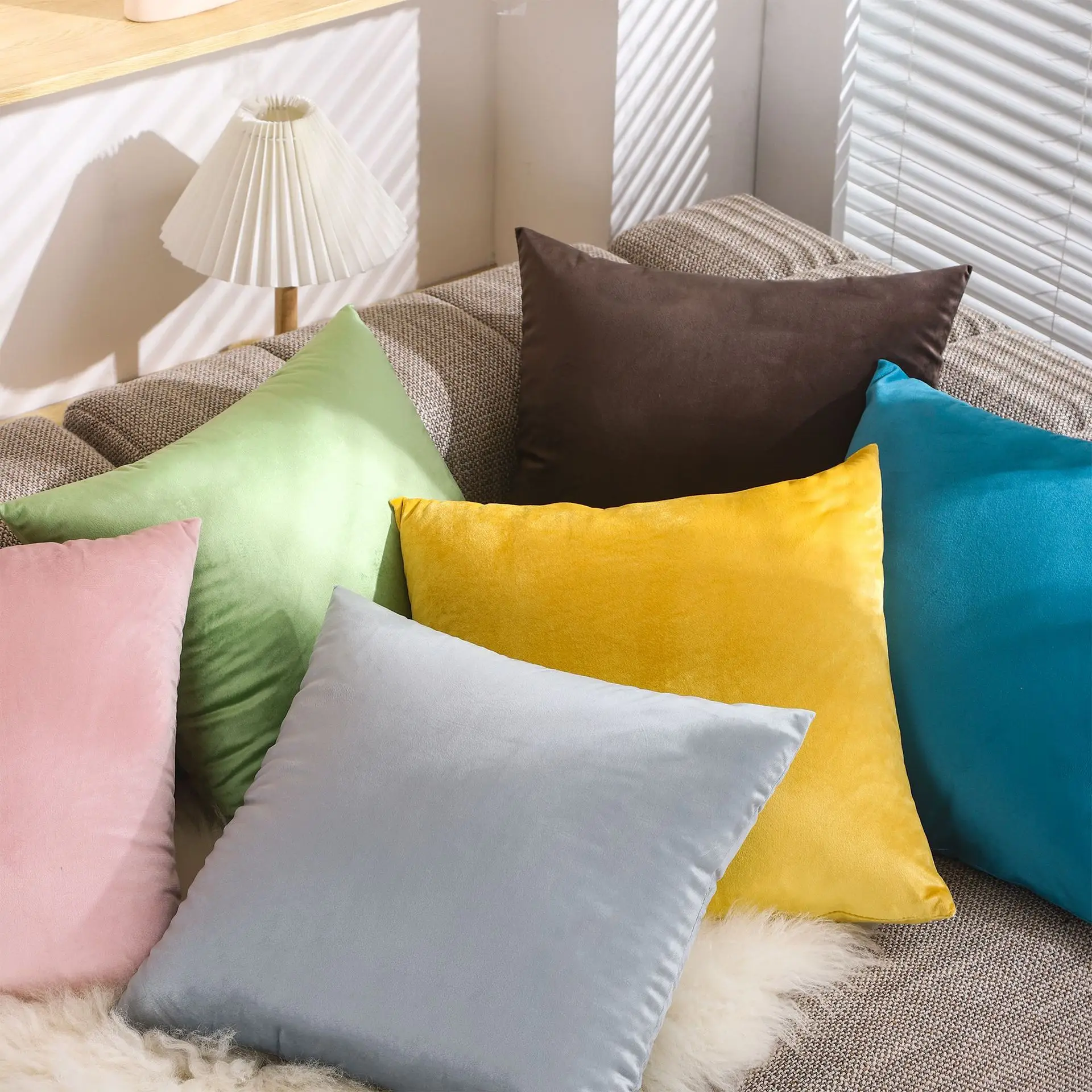 Yellow Velvet Pillow Set for Sofa Living Room - Image 11