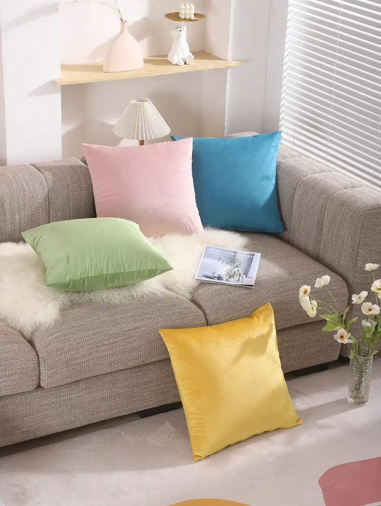 Yellow Velvet Pillow Set for Sofa Living Room — feature 3