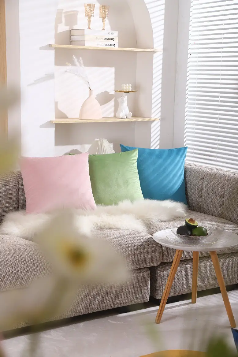 Yellow Velvet Pillow Set for Sofa Living Room — feature 4