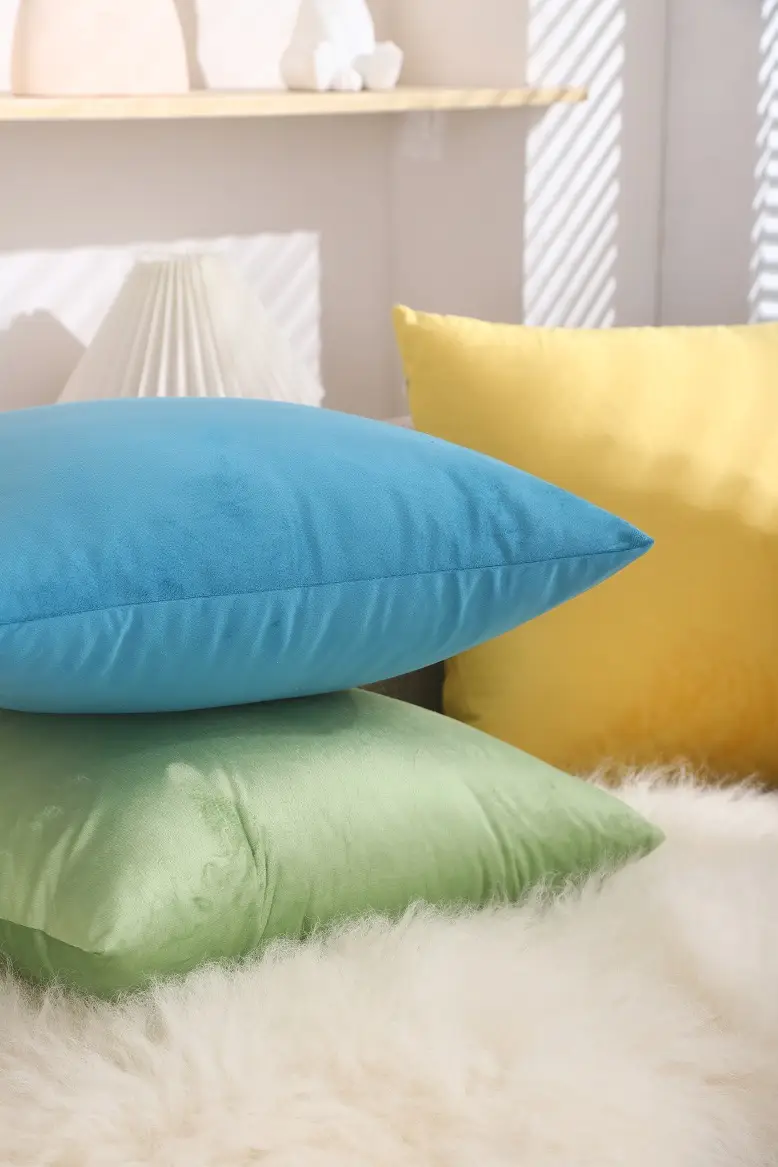 Yellow Velvet Pillow Set for Sofa Living Room — feature 6