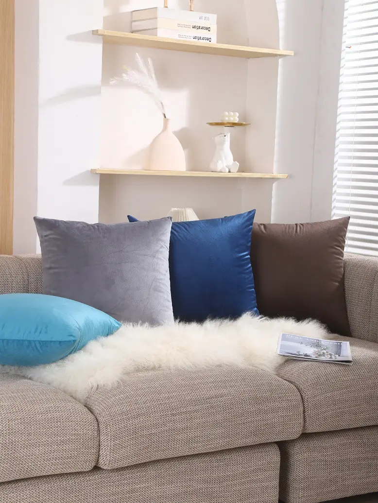 Yellow Velvet Pillow Set for Sofa Living Room — feature 8