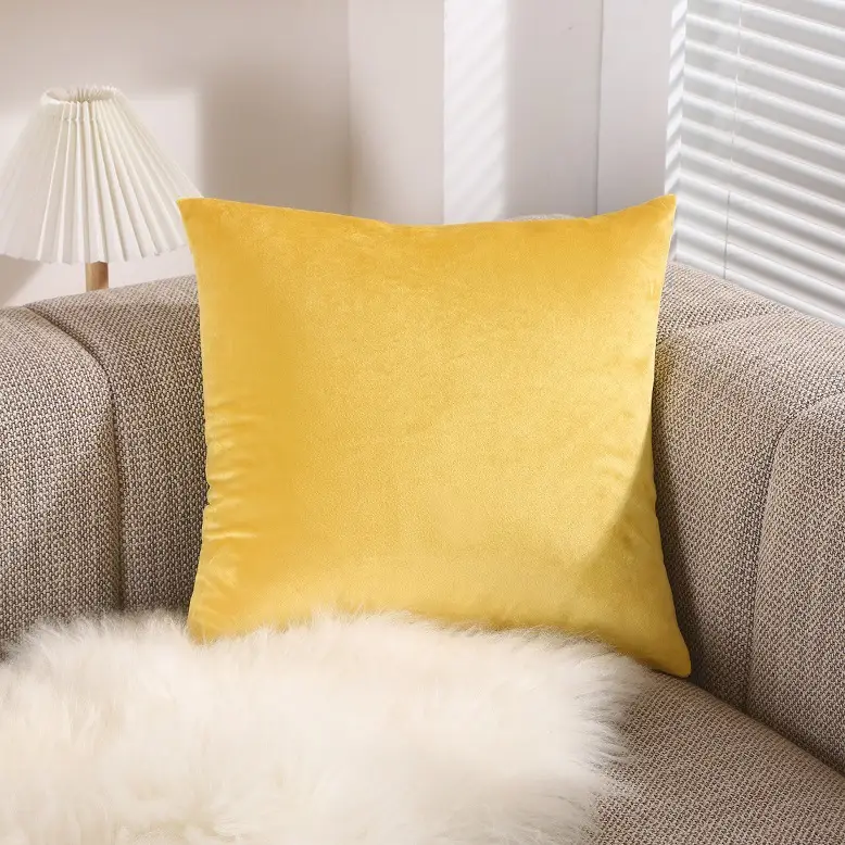 Yellow Velvet Pillow Set for Sofa Living Room - Image 2