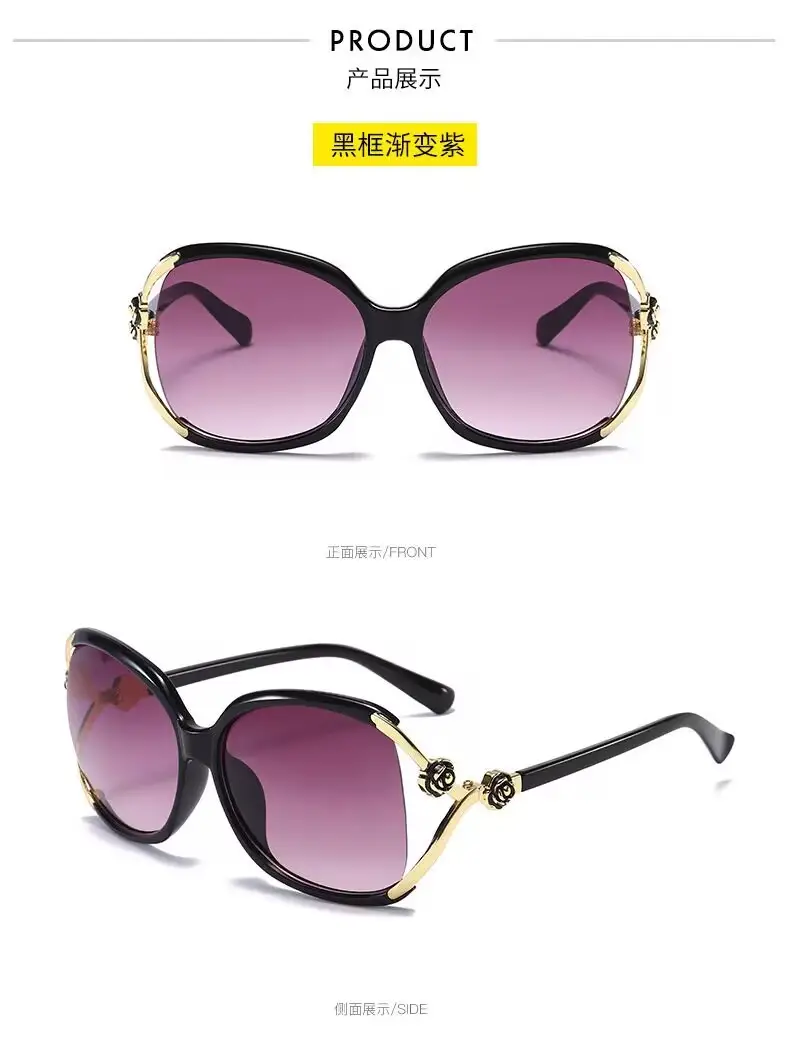 2026 Women's Large Frame Sunglasses Rose Camellia Gold — feature 14