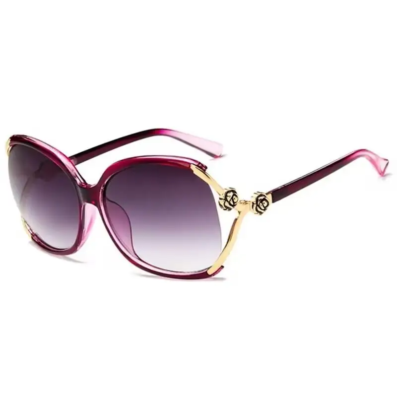2026 Women's Large Frame Sunglasses Rose Camellia Gold - Image 3