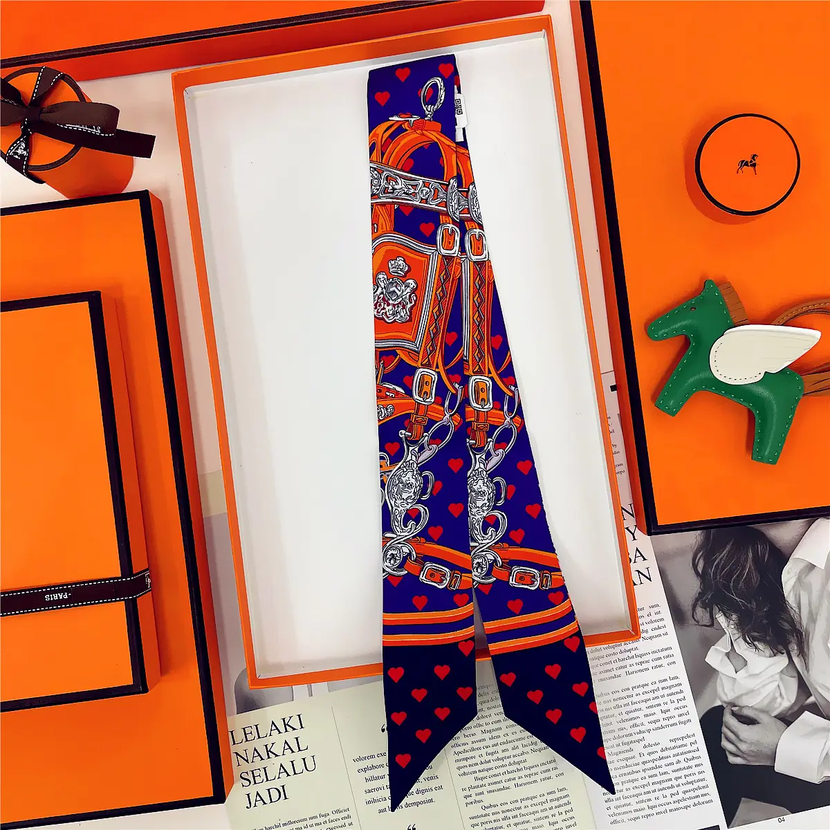 Dunhuang Silk Scarf with Bag Headband & Mulberry Design
