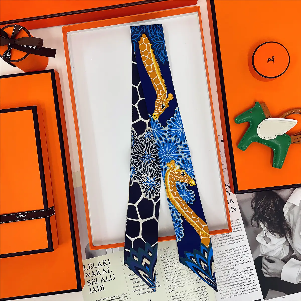 Dunhuang Silk Scarf with Bag Headband & Mulberry Design