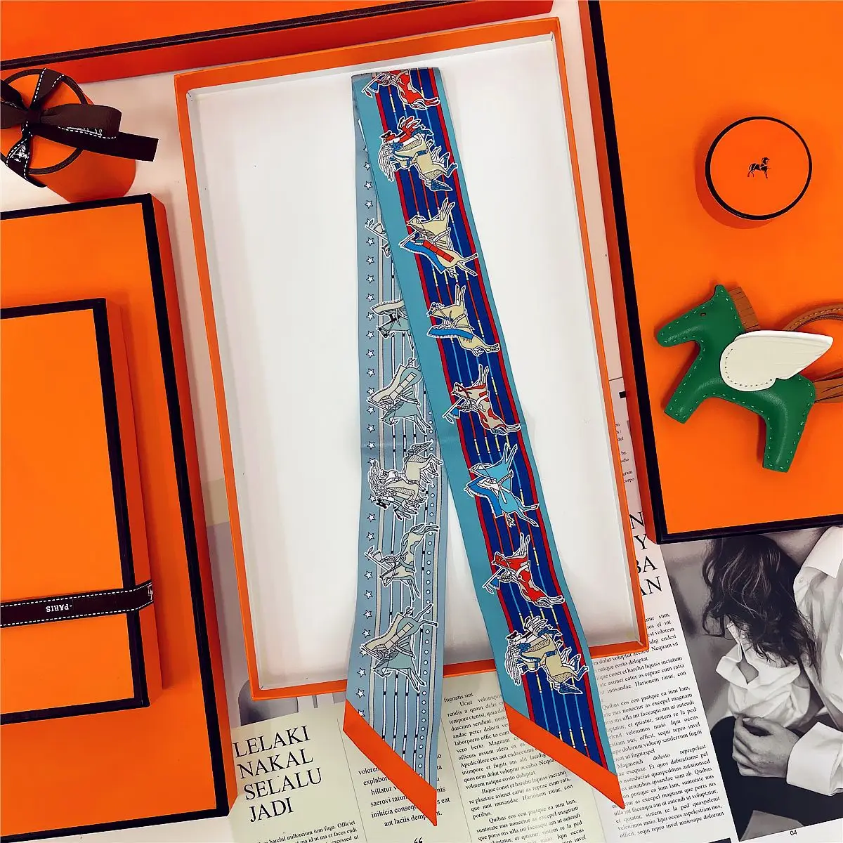 Dunhuang Silk Scarf with Bag Headband & Mulberry Design