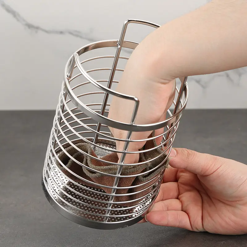 Stainless Steel Rotatable Chopstick Holder with Toothbrush Compartments - Image 5