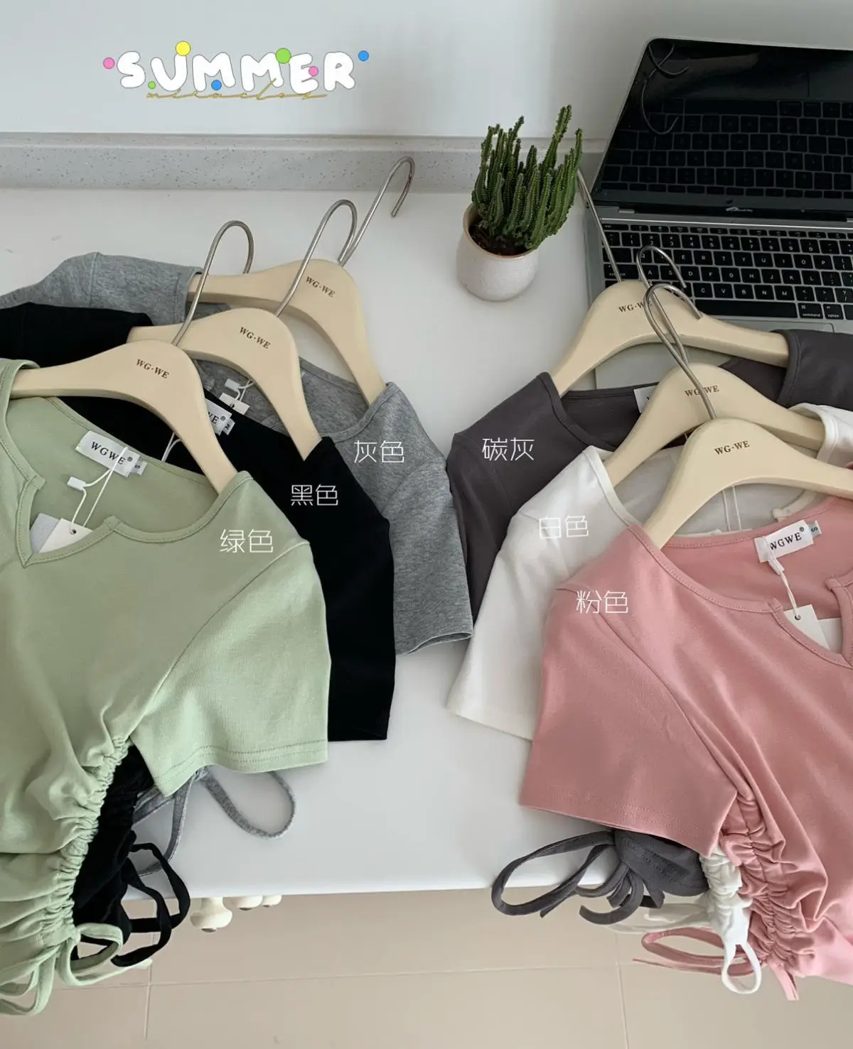 Women V-Neck Drawstring T-Shirt Summer 2025