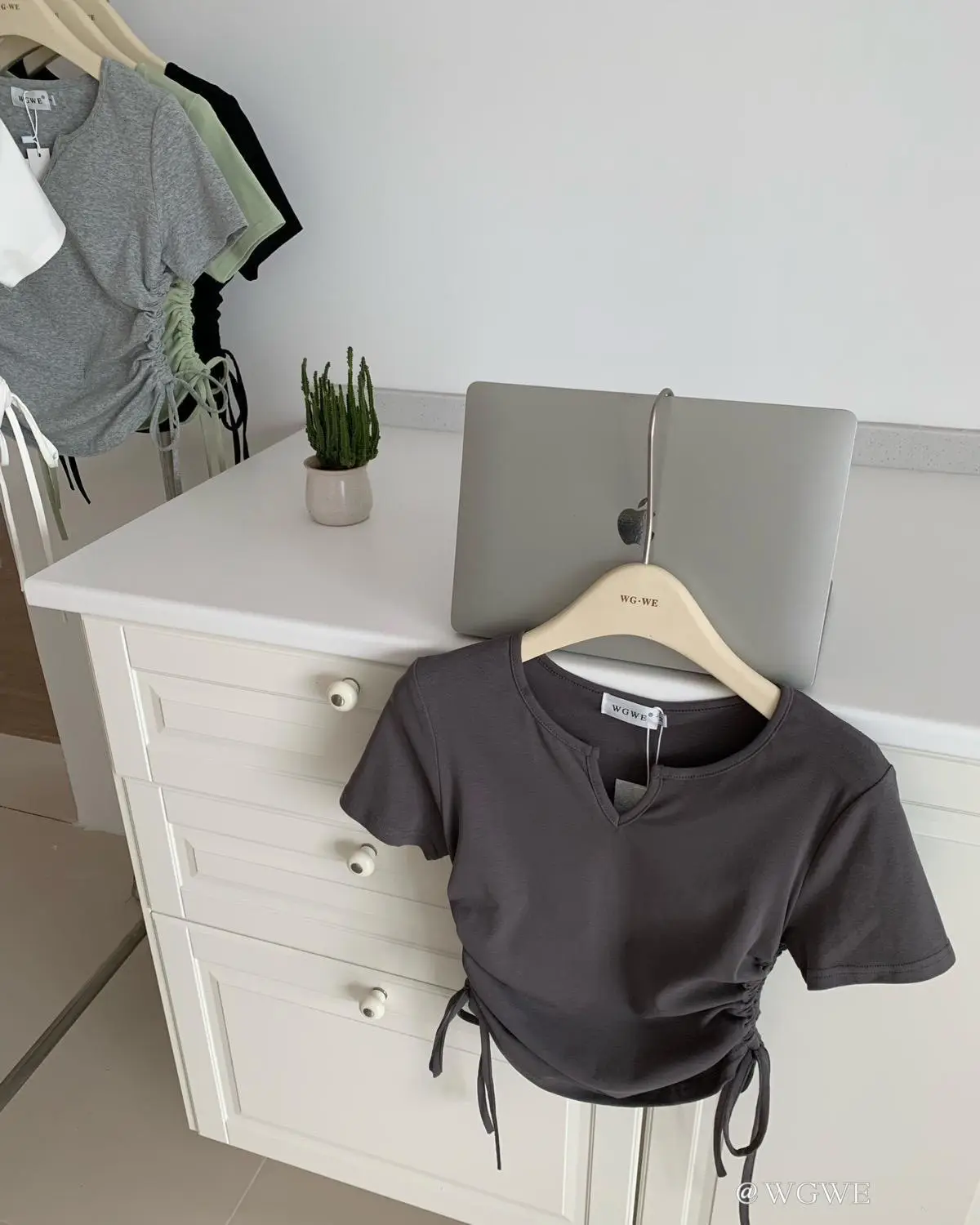Women V-Neck Drawstring T-Shirt Summer 2025