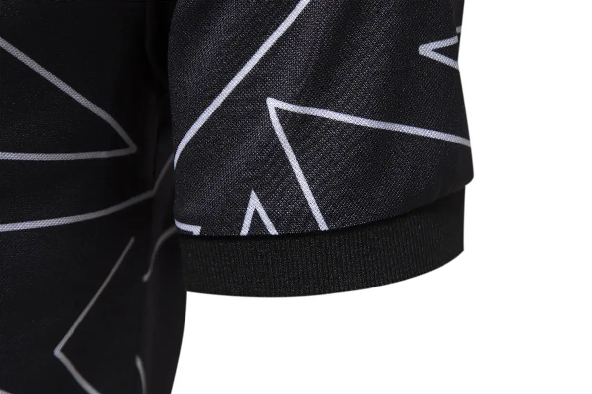 Men's Black White Line Graphic Polo Shirt Short Sleeve — feature 11