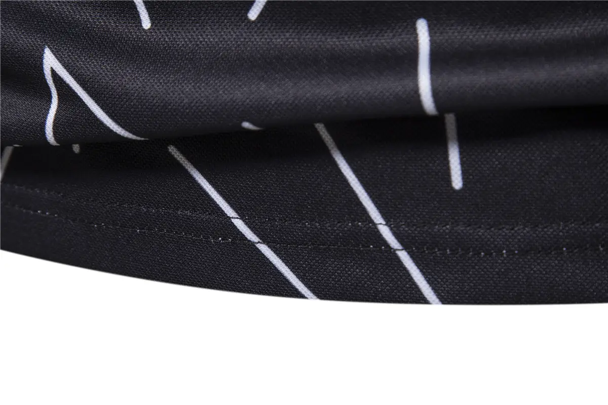 Men's Black White Line Graphic Polo Shirt Short Sleeve — feature 13