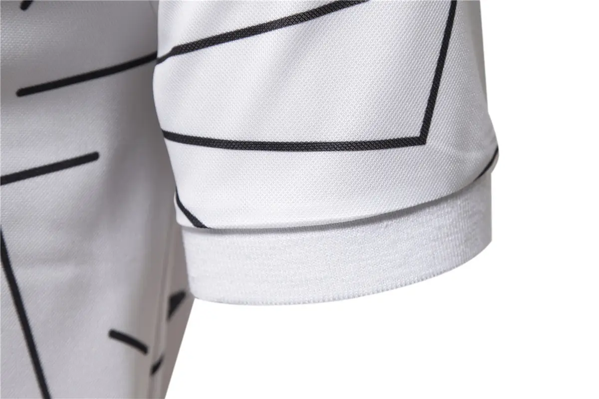 Men's Black White Line Graphic Polo Shirt Short Sleeve — feature 15