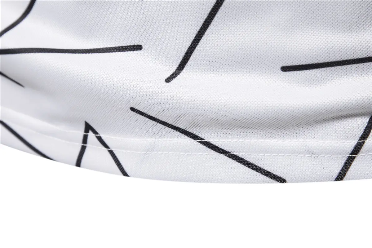 Men's Black White Line Graphic Polo Shirt Short Sleeve — feature 17