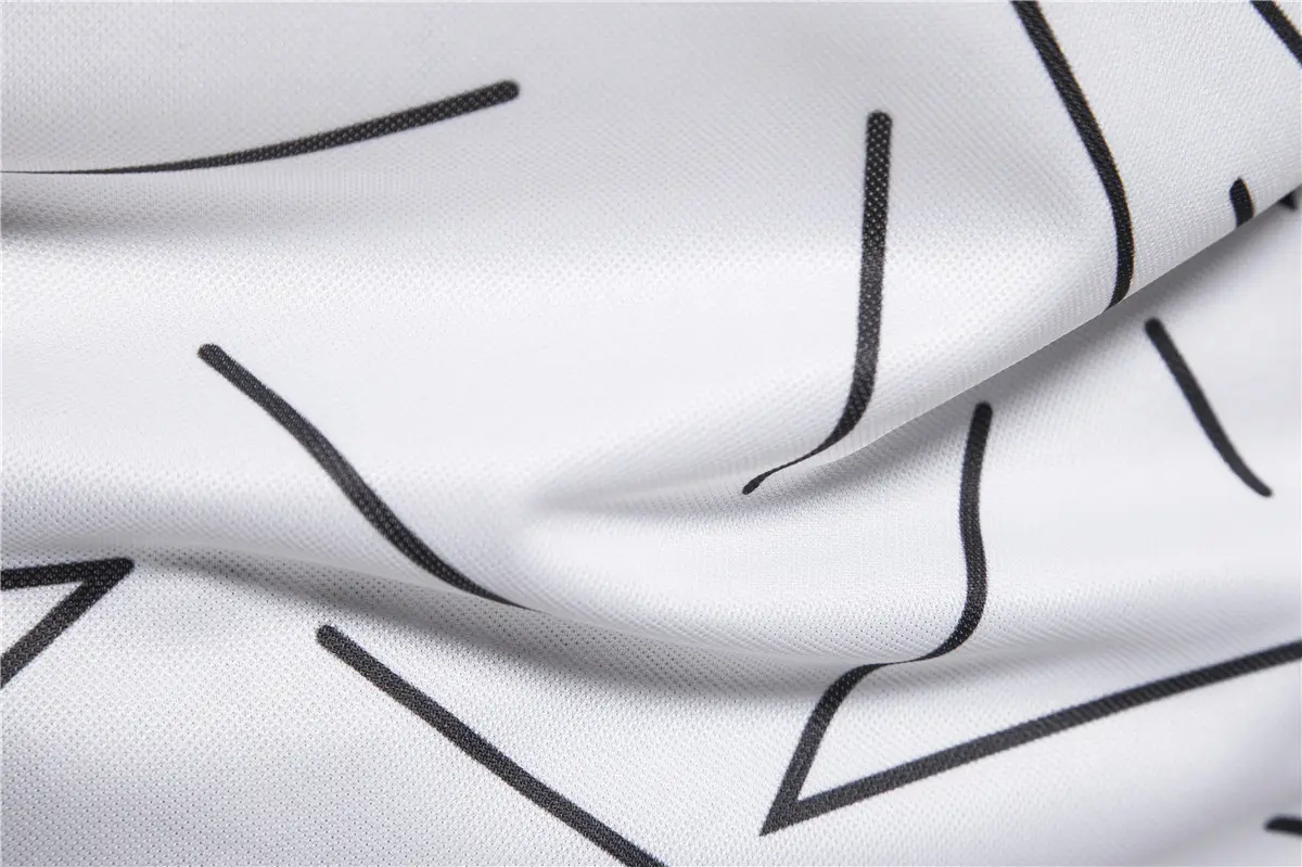 Men's Black White Line Graphic Polo Shirt Short Sleeve — feature 19