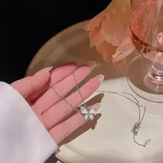 Titanium Steel Zircon Bow Clavicle Necklace for Women — feature 2