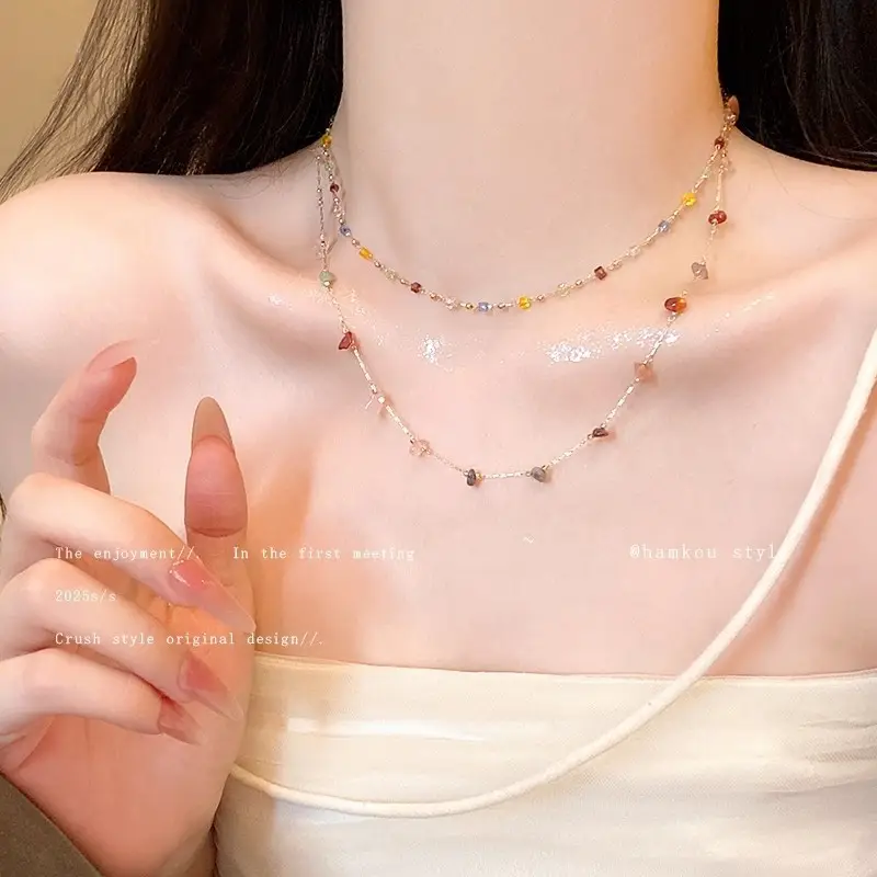 Titanium Steel Zircon Bow Clavicle Necklace for Women - Image 11