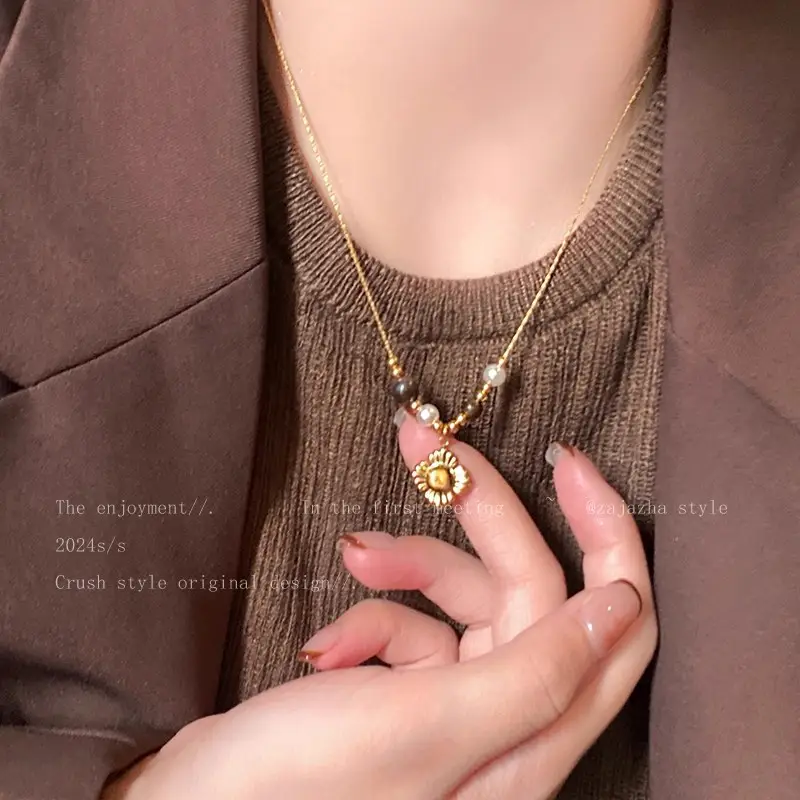 Titanium Steel Zircon Bow Clavicle Necklace for Women - Image 15