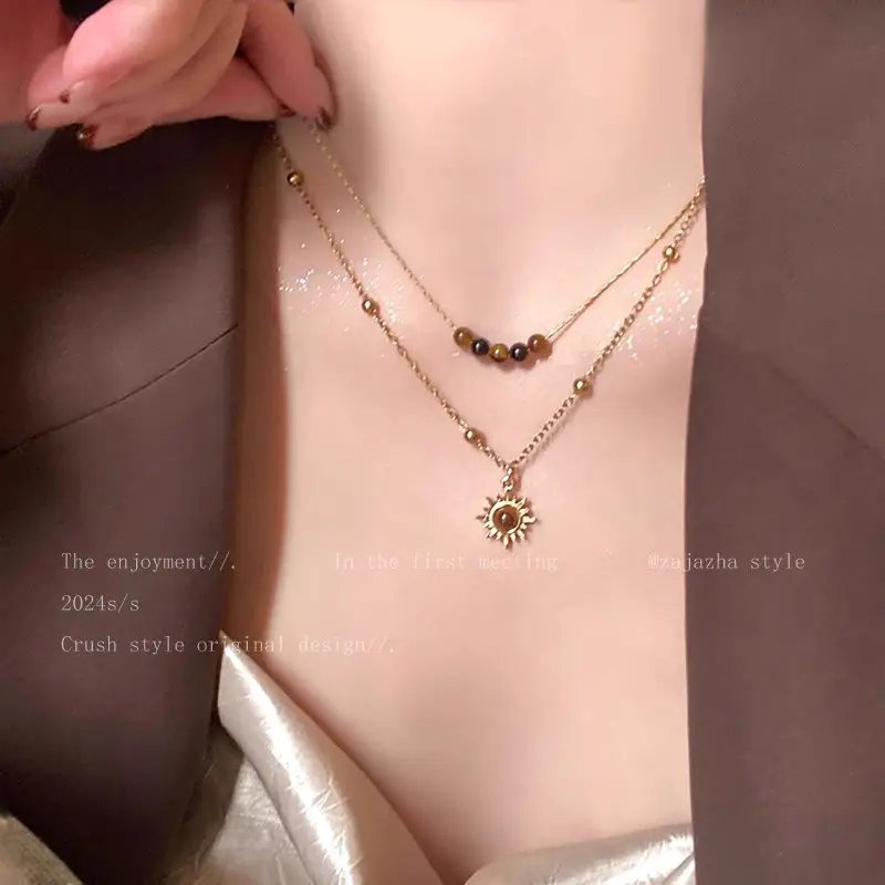 Titanium Steel Zircon Bow Clavicle Necklace for Women - Image 16