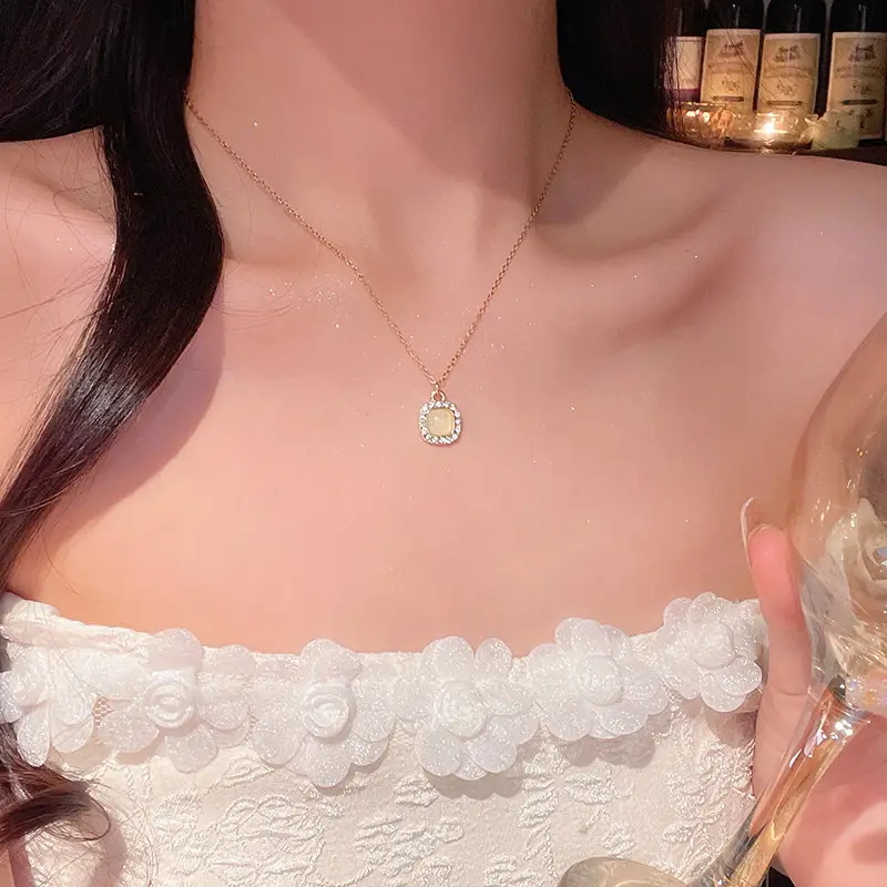 Titanium Steel Zircon Bow Clavicle Necklace for Women - Image 19