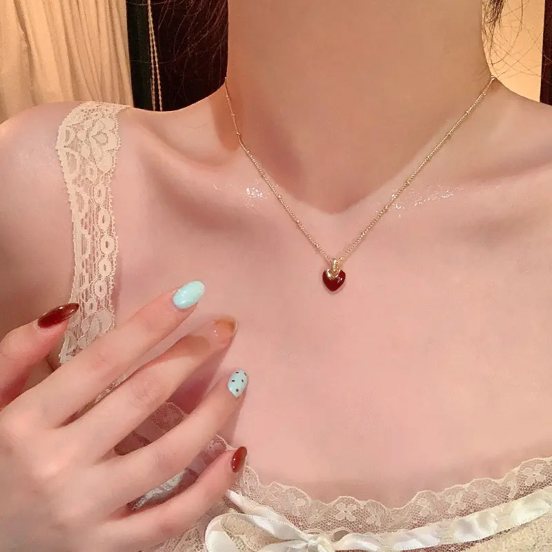 Titanium Steel Zircon Bow Clavicle Necklace for Women - Image 2