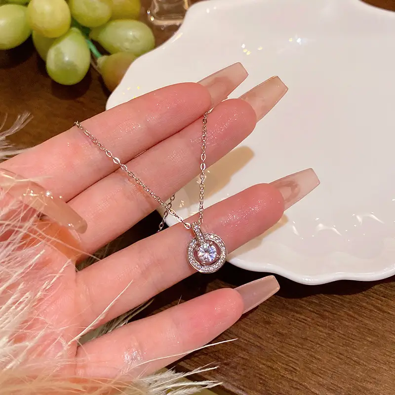 Titanium Steel Zircon Bow Clavicle Necklace for Women - Image 20