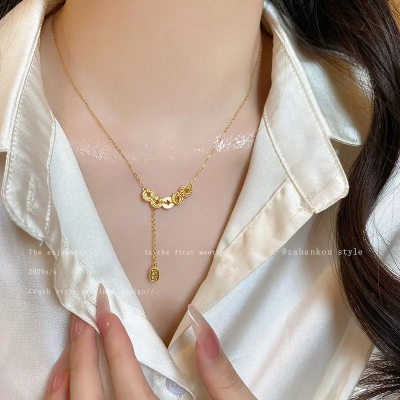 Titanium Steel Zircon Bow Clavicle Necklace for Women - Image 25
