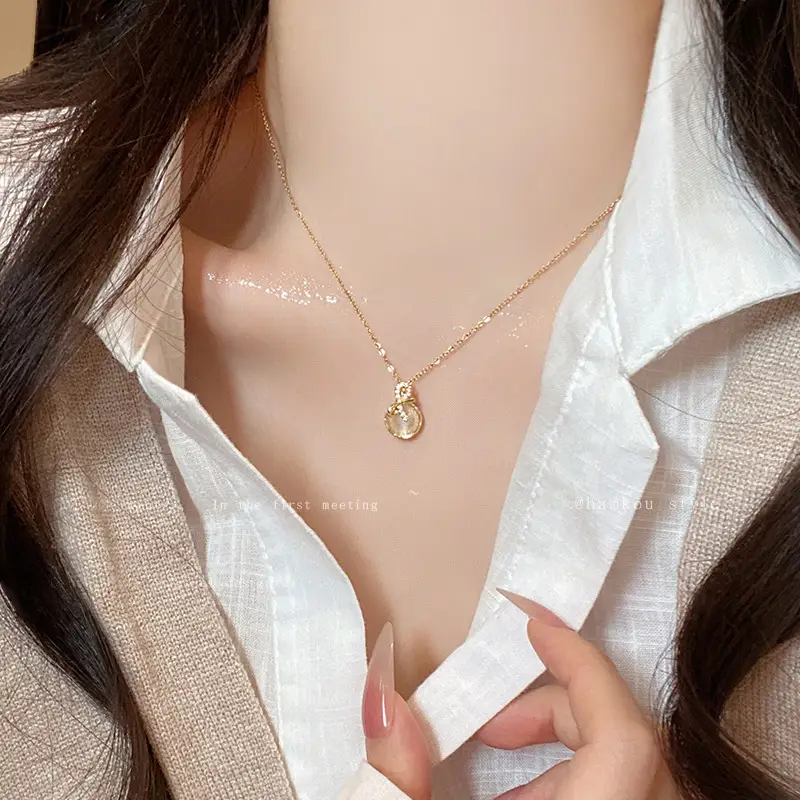 Titanium Steel Zircon Bow Clavicle Necklace for Women - Image 30