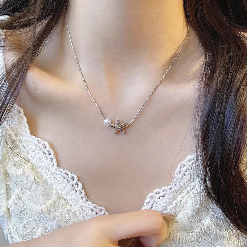 Titanium Steel Zircon Bow Clavicle Necklace for Women - Image 32