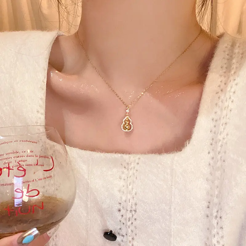 Titanium Steel Zircon Bow Clavicle Necklace for Women - Image 4