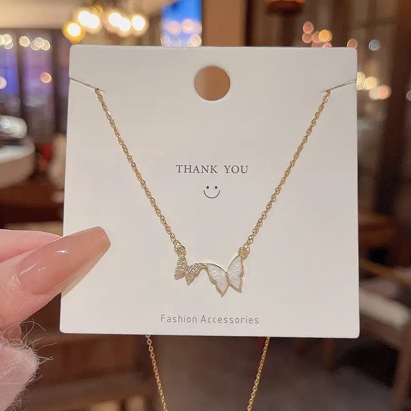 Titanium Steel Zircon Bow Clavicle Necklace for Women - Image 44
