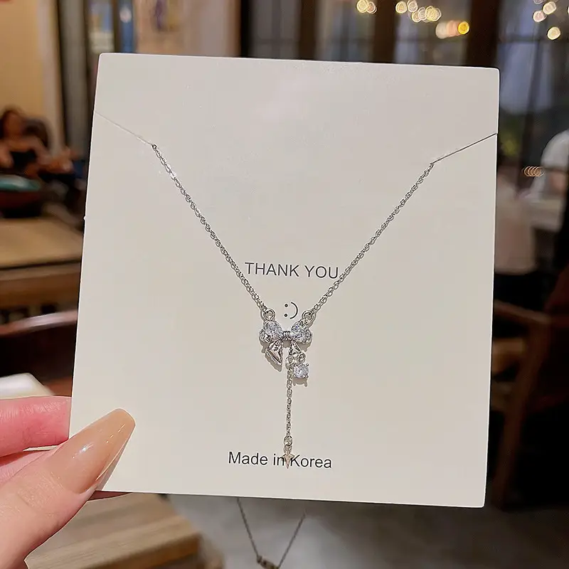 Titanium Steel Zircon Bow Clavicle Necklace for Women - Image 52