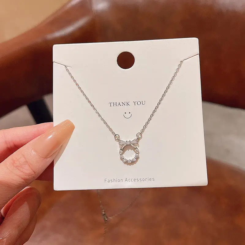 Titanium Steel Zircon Bow Clavicle Necklace for Women - Image 54