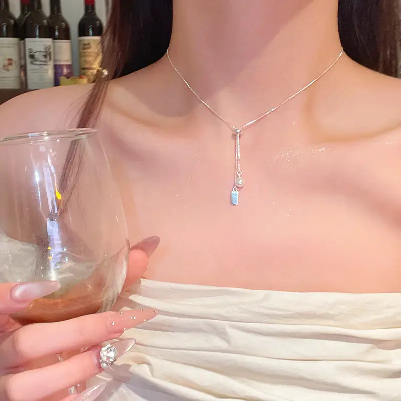 Titanium Steel Zircon Bow Clavicle Necklace for Women - Image 55