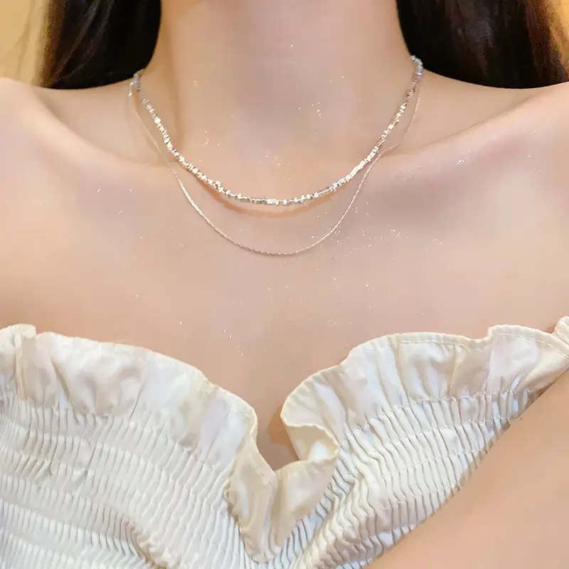 Titanium Steel Zircon Bow Clavicle Necklace for Women - Image 58