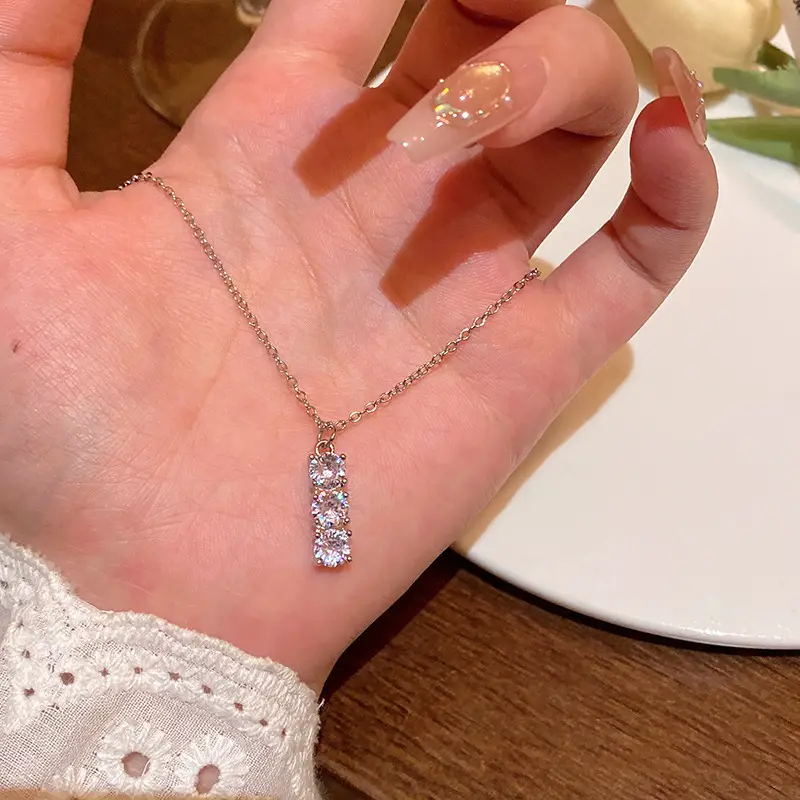 Titanium Steel Zircon Bow Clavicle Necklace for Women - Image 6
