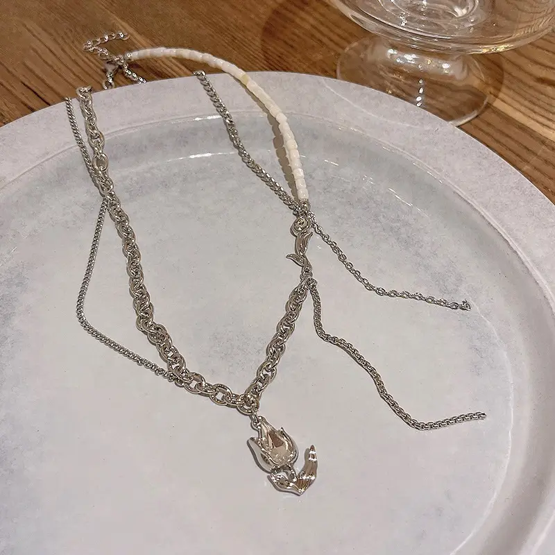 Titanium Steel Zircon Bow Clavicle Necklace for Women - Image 63