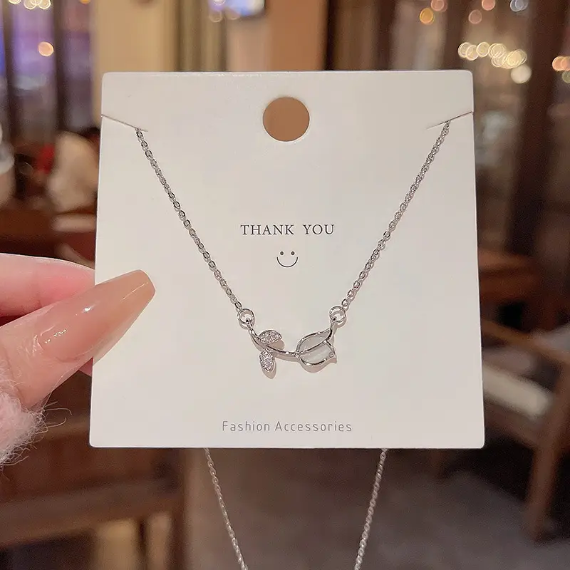 Titanium Steel Zircon Bow Clavicle Necklace for Women - Image 65