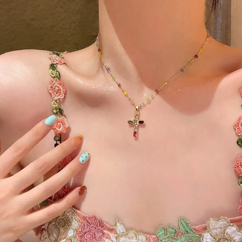 Titanium Steel Zircon Bow Clavicle Necklace for Women - Image 8