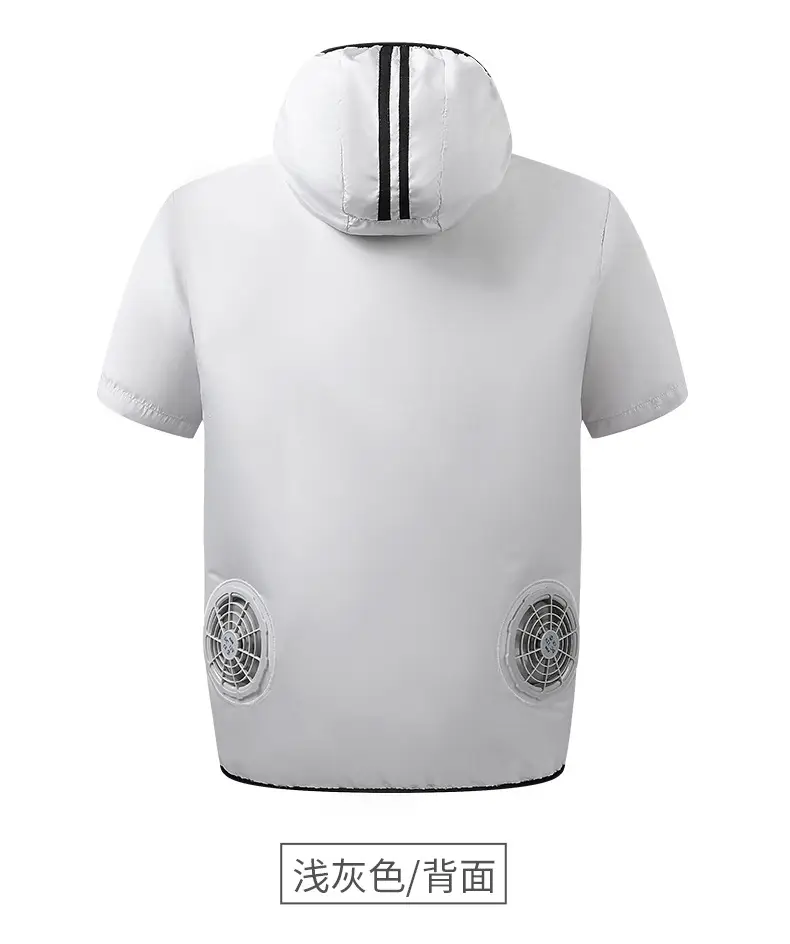 Men's White Waterproof Hooded T-Shirt with Zip Front — feature 13