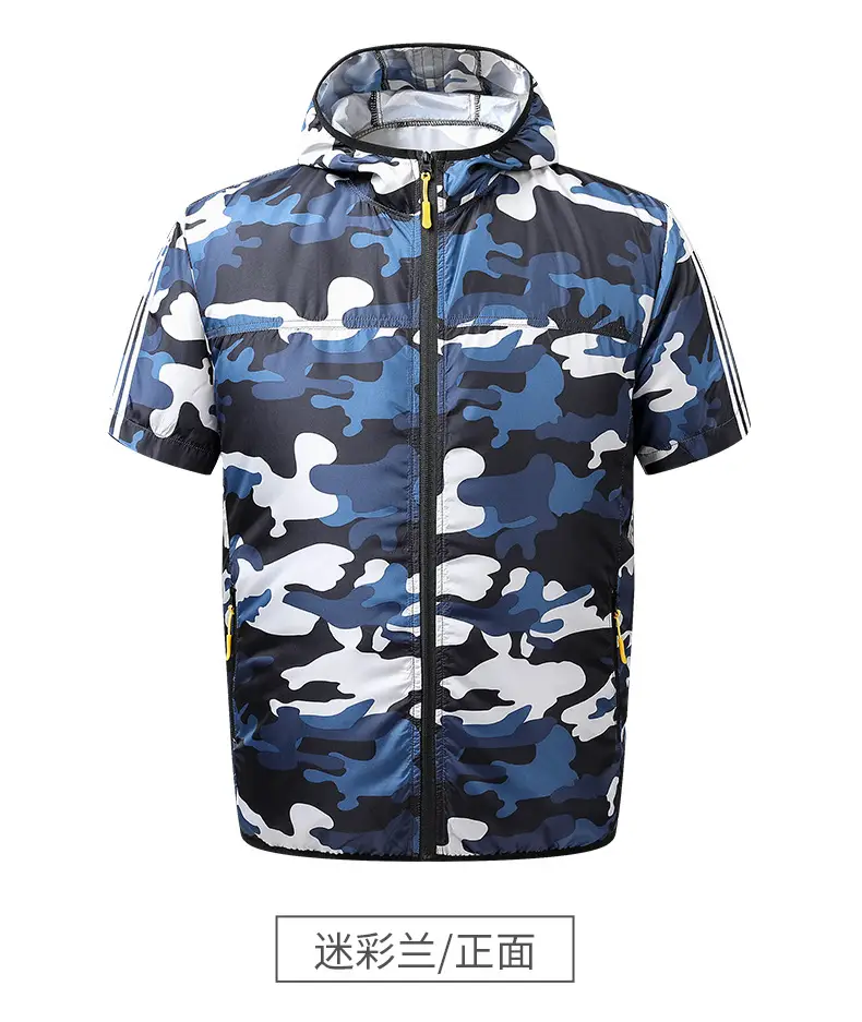 Men's White Waterproof Hooded T-Shirt with Zip Front — feature 15