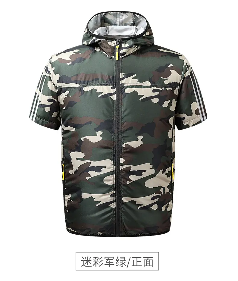 Men's White Waterproof Hooded T-Shirt with Zip Front — feature 17