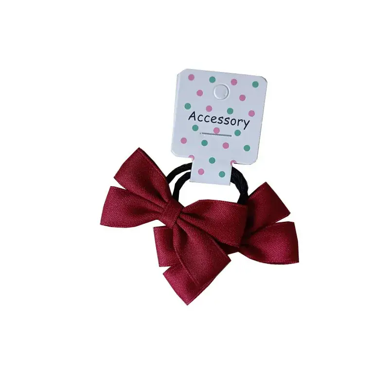 Wine Red Bow Baby Hair Rope for Girls - Image 5