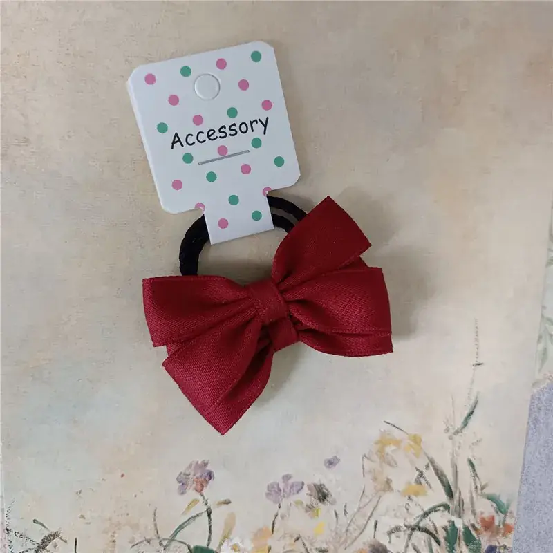 Wine Red Bow Baby Hair Rope for Girls — feature 2