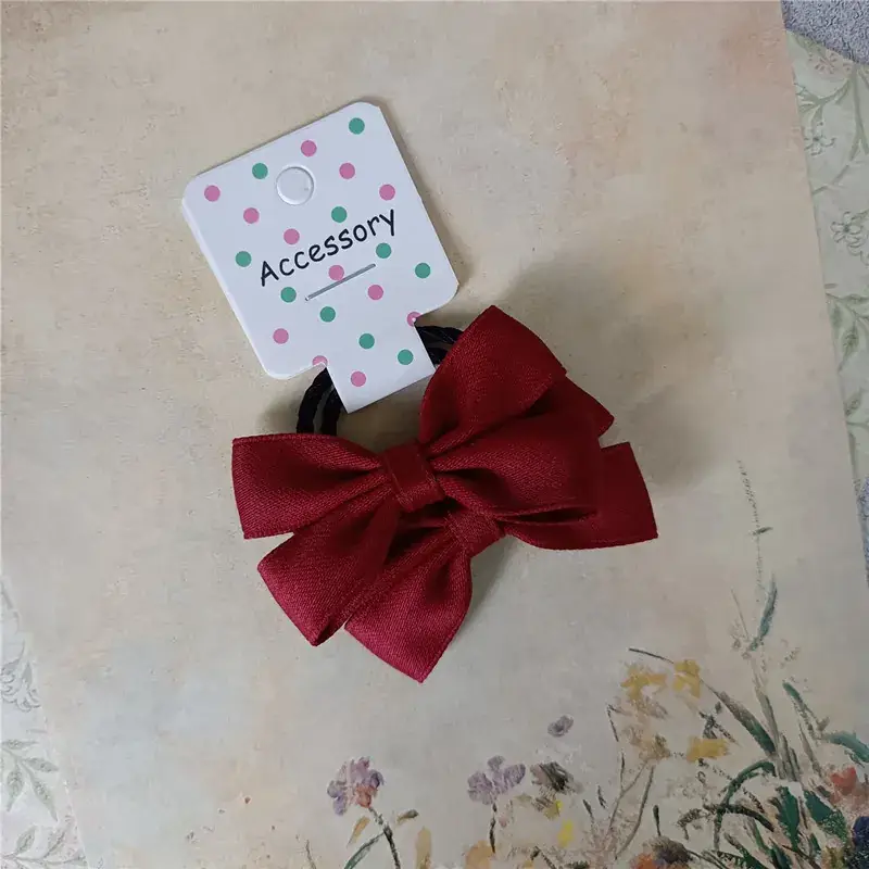 Wine Red Bow Baby Hair Rope for Girls — feature 5