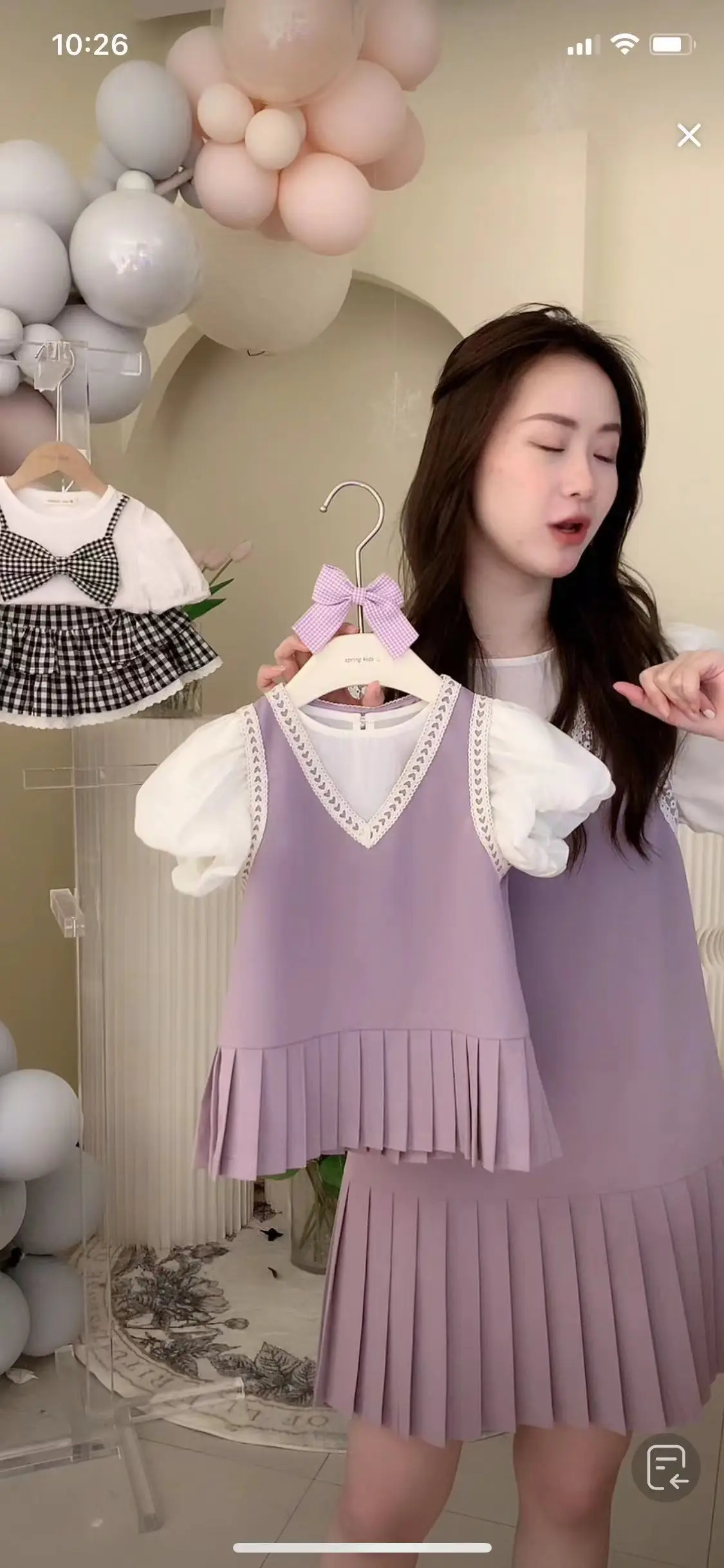 2023 New Girls' Parental Dress Mother & Shorts Set Pink — feature 4
